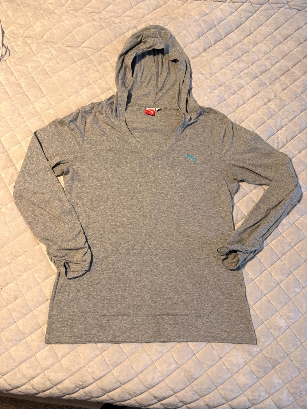 Puma Hoodie Long Sleeve Shirt Kangaroo Pocket Large